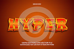 Hyper editable text effect 3 dimension emboss comic style