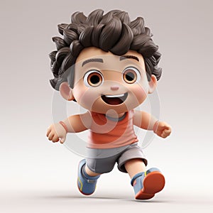 Hyper-realistic 3d Cartoon Boy Running With Cinquecento Style