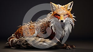 Hyper-realistic 3d Illustration Of Fox With Horrific Yet Elegant Features