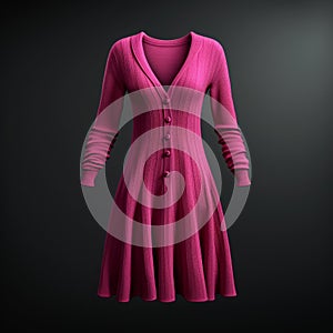 Hyper Realistic 3d Knitted Cardigan Dress In Magenta