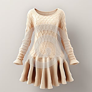 Hyper Realistic 3d Model Of Beige Lace Knitted Dress