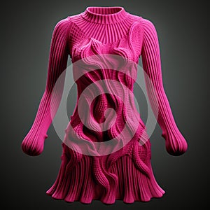 Hyper Realistic 3d Printed Pink Knit Dress By Wilfredo Hernandez