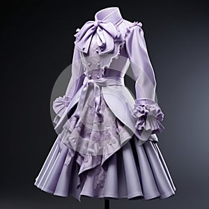 Hyper Realistic 3d Purple Dress In Rococo Pastel Style