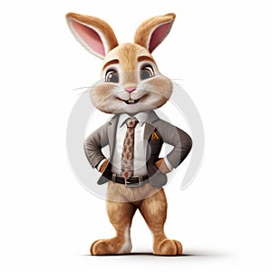 Hyper-realistic 3d Rabbit Character In Corporate Clothing