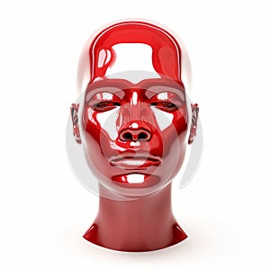Hyper-realistic 3d Red Mannequin Head: Serene Faces In Francis Picabia Style