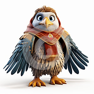 Hyper-realistic 3d Render Of A Cartoon Eagle In A Stylish Poncho