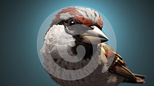 Hyper-realistic 3d Rendering Of A Brown And Red Bird