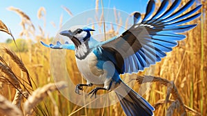 Hyper-realistic Animal Illustrations: Jaybird Live In Colorful Cartoon Style