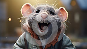 Hyper-realistic Animated Rat Character With Goofy Personality