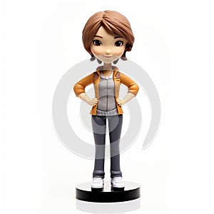 Hyper-realistic Anime Female Figurine With Short Caramel Hair