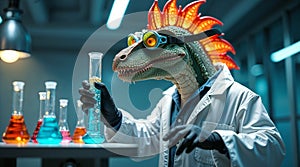 hyper-realistic anthropomorphic dinosaur portrait