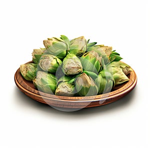 Hyper-realistic Artichoke Dish On Wooden Plate