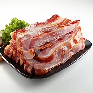 Hyper-realistic Bacon Image: High Resolution Meat Products On Isolated Background