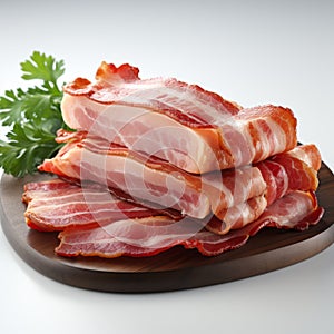 Hyper-realistic Bacon Stack On Wooden Board - Low Resolution Art