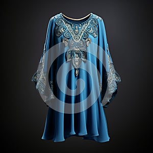 Hyper Realistic Blue Arabic Muslim Dress With Meticulous Design