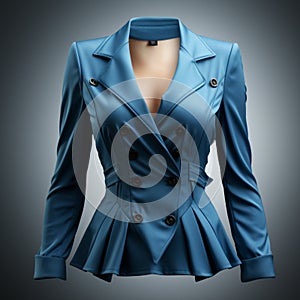 Hyper Realistic Blue Blazer Dress - Retro Glamour Jacket