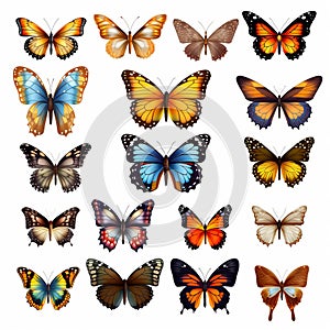 Farfalla illustrazioni progetto sul trasparente 