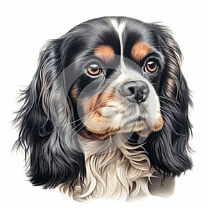 Hyper-realistic California King Charles Spaniel Dog Illustration