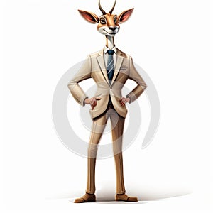 Hyper-realistic Cartoon Deer In Suit: Imaginative 1960s Wealthy Portraiture
