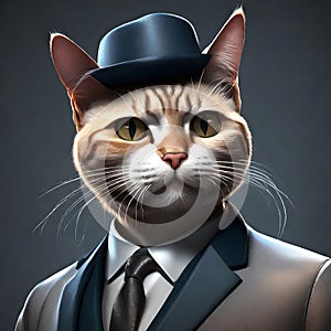 Hyper Realistic Cat Portrait in Modern Dress - NFT Art