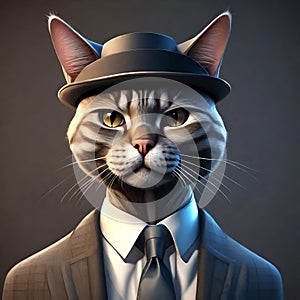 Hyper Realistic Cat Portrait in Modern Dress - NFT Art