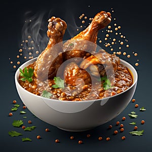 Hyper Realistic Chicken Legs Enchilada On Black Background