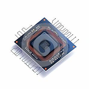 Hyper-realistic Computer Chip Design On White Background Vector