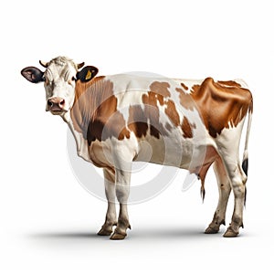 Hyper-realistic Cow Standing Against White Background - 8k Resolution