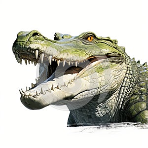 Hyper-realistic Crocodile Head Drawing On White Background photo