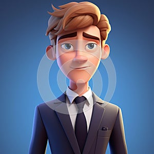 Hyper Realistic 3d Render Of A Businessman In A Pixar Style Suit photo