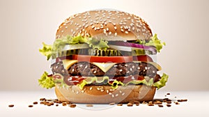 Mottled 3d Illustration Of A Delicious Hamburger On White Background