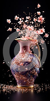 Hyper-realistic Dance Ceramic Vase Image With Floral Pattern photo