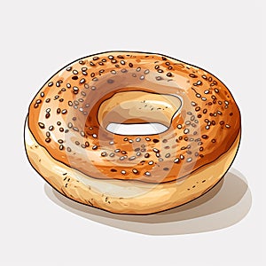 Hyper-realistic Doodle Illustration Of Bagels On White Background