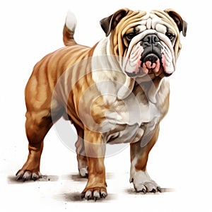 Hyper-realistic English Bulldog Standing Illustration In 4k