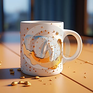 Hyper-realistic Gold Paint Mug With Organic Animal Illustrations