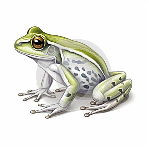 Hyper-realistic Green Frog Illustration With Detailed Character Design