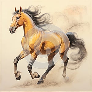 Hyper-realistic Horse Painting On Canvas In The Style Of Song Dynasty