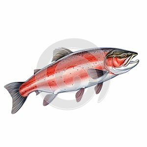 Hyper-realistic Illustration Of Arctic Char: Detailed Penciling And Vibrant Colors