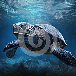 Hyper-realistic Illustration Of A Leatherback Sea Turtle In Zbrush Style