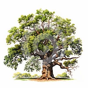 Hyper-realistic Illustration Of An Old Oak Tree With Afro-colombian Themes photo