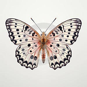 Hyper-realistic Illustration Of Pink Butterfly With Black Spots