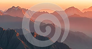 AI-Generated Peach Color Mountain Landscape â Pastel Peaks photo