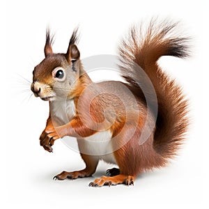 Hyper-realistic Image Of Maroon Squirrel On White Background