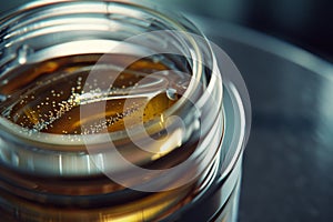 Close-Up of Cream Jar with Lid Open