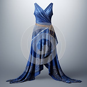 Hyper Realistic Indigo Dress With Orientalist Influences