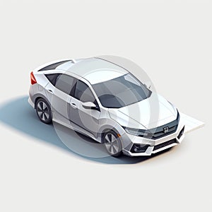 Hyper-realistic Isometric Honda Civic Sedan Image