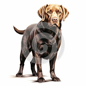 Hyper-realistic Labrador Retriever Standing Illustration On White Background