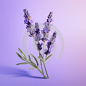 Hyper-realistic Lavender Flowers On Purple Background photo