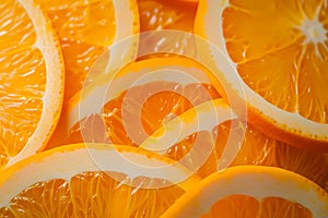 Hyper-realistic macro photo of orange slices