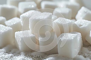 Hyper-realistic macro photo of sugar cubes